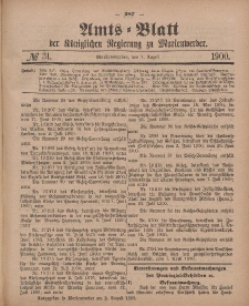 Amts-Blatt der Königlichen Regierung zu Marienwerder, 1. August 1900, No. 31.