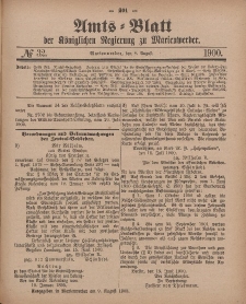 Amts-Blatt der Königlichen Regierung zu Marienwerder, 8. August 1900, No. 32.