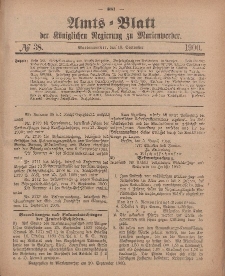 Amts-Blatt der Königlichen Regierung zu Marienwerder, 19. September 1900, No. 38.