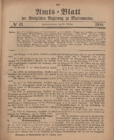 Amts-Blatt der Königlichen Regierung zu Marienwerder, 24. Oktober 1900, No. 43.