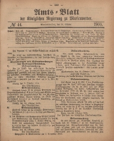 Amts-Blatt der Königlichen Regierung zu Marienwerder, 31. Oktober 1900, No. 44.