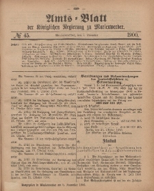 Amts-Blatt der Königlichen Regierung zu Marienwerder, 7. November 1900, No. 45.