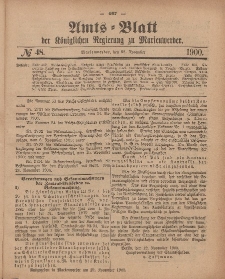 Amts-Blatt der Königlichen Regierung zu Marienwerder, 28. November 1900, No. 48.