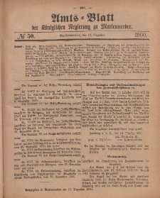 Amts-Blatt der Königlichen Regierung zu Marienwerder, 12. Dezember 1900, No. 50.