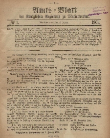 Amts-Blatt der Königlichen Regierung zu Marienwerder, 2. Januar 1901, No. 1.