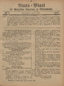 Amts-Blatt der Königlichen Regierung zu Marienwerder, 30. Januar 1901, No. 5.