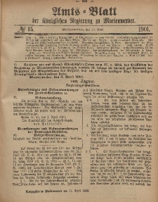 Amts-Blatt der Königlichen Regierung zu Marienwerder, 10. April 1901, No. 15.