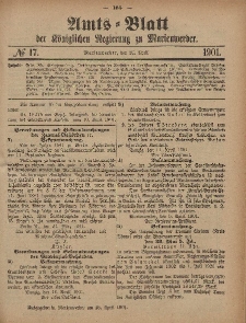 Amts-Blatt der Königlichen Regierung zu Marienwerder, 24. April 1901, No. 17.
