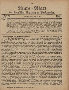 Amts-Blatt der Königlichen Regierung zu Marienwerder, 22. Mai 1901, No. 21.