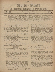 Amts-Blatt der Königlichen Regierung zu Marienwerder, 3. Juli 1901, No. 27.