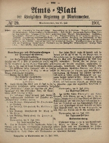 Amts-Blatt der Königlichen Regierung zu Marienwerder, 17. Juli 1901, No. 29.