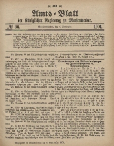 Amts-Blatt der Königlichen Regierung zu Marienwerder, 4. September 1901, No. 36.