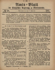 Amts-Blatt der Königlichen Regierung zu Marienwerder, 18. September 1901, No. 38.