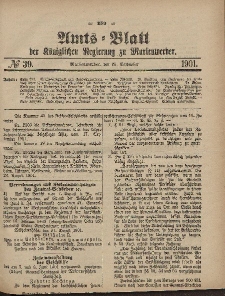 Amts-Blatt der Königlichen Regierung zu Marienwerder, 25. September 1901, No. 39.
