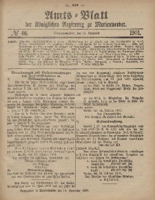 Amts-Blatt der Königlichen Regierung zu Marienwerder, 13. November 1901, No. 46.