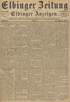 Elbinger Zeitung und Elbinger Anzeigen, Nr. 15 Mittwoch 19. Januar 1887