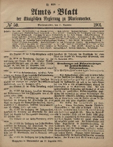 Amts-Blatt der Königlichen Regierung zu Marienwerder, 11. Dezember 1901, No. 50.