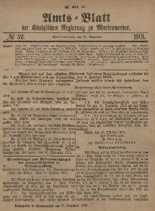 Amts-Blatt der Königlichen Regierung zu Marienwerder, 24. Dezember 1901, No. 52.