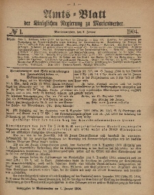 Amts-Blatt der Königlichen Regierung zu Marienwerder, 6. Januar 1904, No. 1.