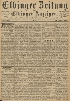 Elbinger Zeitung und Elbinger Anzeigen, Nr. 16 Donnerstag 20. Januar 1887