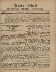 Amts-Blatt der Königlichen Regierung zu Marienwerder, 17. Februar 1904, No. 7.