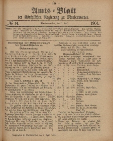 Amts-Blatt der Königlichen Regierung zu Marienwerder, 6. April 1904, No. 14.