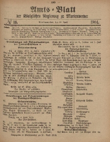 Amts-Blatt der Königlichen Regierung zu Marienwerder, 20. April 1904, No. 16.