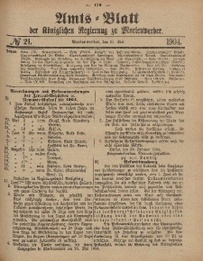 Amts-Blatt der Königlichen Regierung zu Marienwerder, 25. Mai 1904, No. 21.