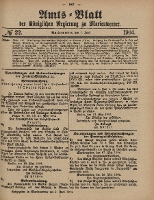 Amts-Blatt der Königlichen Regierung zu Marienwerder, 1. Juni 1904, No. 22.