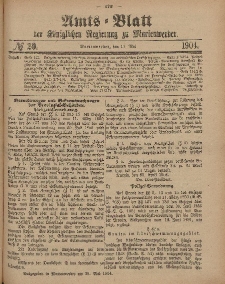 Amts-Blatt der Königlichen Regierung zu Marienwerder, 18. Mai 1904, No. 20.