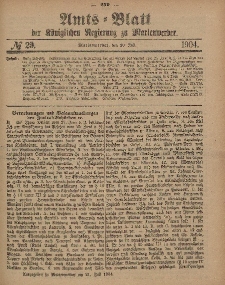 Amts-Blatt der Königlichen Regierung zu Marienwerder, 20. Juli 1904, No. 29.