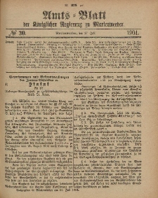 Amts-Blatt der Königlichen Regierung zu Marienwerder, 27. Juli 1904, No. 30.