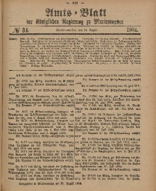 Amts-Blatt der Königlichen Regierung zu Marienwerder, 24. August 1904, No. 34.