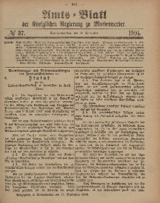 Amts-Blatt der Königlichen Regierung zu Marienwerder, 14. September 1904, No. 37.