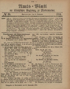 Amts-Blatt der Königlichen Regierung zu Marienwerder, 21. September 1904, No. 38.