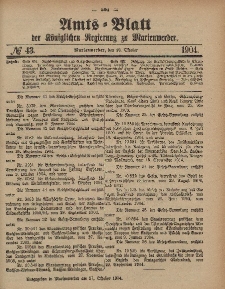 Amts-Blatt der Königlichen Regierung zu Marienwerder, 26. Oktober 1904, No. 43.