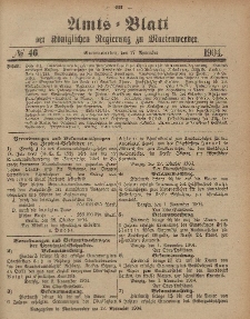 Amts-Blatt der Königlichen Regierung zu Marienwerder, 17. November 1904, No. 46.