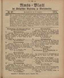 Amts-Blatt der Königlichen Regierung zu Marienwerder, 23. November 1904, No. 47.
