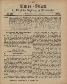 Amts-Blatt der Königlichen Regierung zu Marienwerder, 14. Dezember 1904, No. 50.