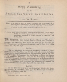 Gesetz-Sammlung für die Königlichen Preussischen Staaten, 17. März, 1893, nr. 5.