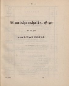 Gesetz-Sammlung für die Königlichen Preussischen Staaten, (Staatshaushalts-Etat für das Jahr von 1. April 1893/94)