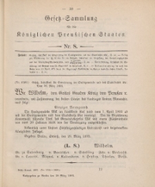 Gesetz-Sammlung für die Königlichen Preussischen Staaten, 29. März, 1893, nr. 8.