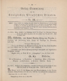 Gesetz-Sammlung für die Königlichen Preussischen Staaten, 5. Mai, 1893, nr. 12.
