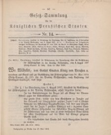 Gesetz-Sammlung für die Königlichen Preussischen Staaten, 27. Mai, 1893, nr. 14.
