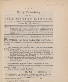 Gesetz-Sammlung für die Königlichen Preussischen Staaten, 16. Juni, 1893, nr. 16.