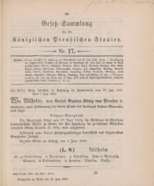 Gesetz-Sammlung für die Königlichen Preussischen Staaten, 26. Juni, 1893, nr. 17.