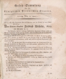 Gesetz-Sammlung für die Königlichen Preussischen Staaten, 27. Oktober, 1810, nr. 1.