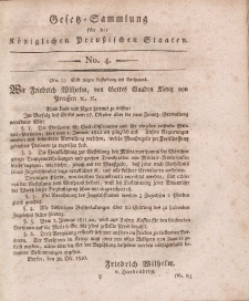 Gesetz-Sammlung für die Königlichen Preussischen Staaten, 20. November, 1810, nr. 4.