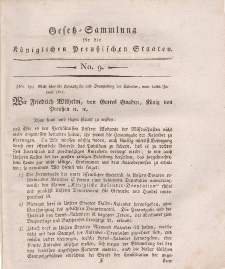 Gesetz-Sammlung für die Königlichen Preussischen Staaten, 10. Januar, 1811, nr. 9.