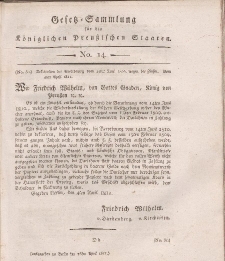 Gesetz-Sammlung für die Königlichen Preussischen Staaten, 16. April, 1811, nr. 14.